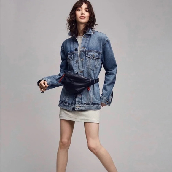 Alexander Wang x Denim Daze Oversized Unisex Faded Jacket in Light Indigo Aged - Picture 13 of 16